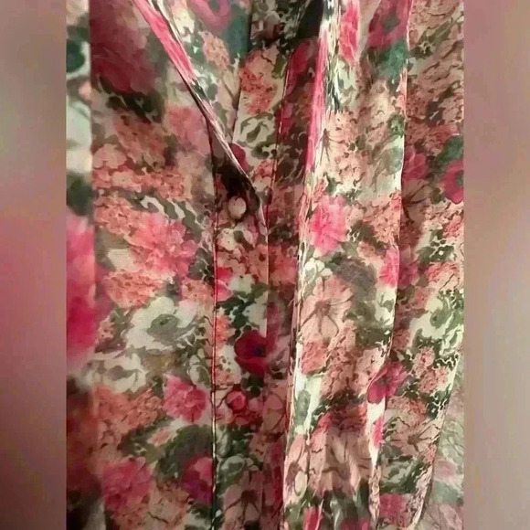 INC Tie Bow Floral Blouse in Pink size XL - Picture 3 of 11